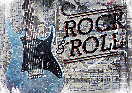 Cloverfield & Co. CC159 - CC159 - Rock & Roll Guitar - 18x12 Rock & Roll Guitar, Guitar, Masculine, Music, Abstract, Typography, Signs from Penny Lane