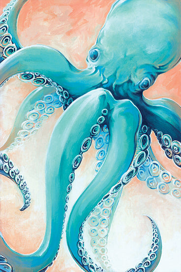 Cloverfield & Co. CC174 - CC174 - Aquamarine Octopus - 12x18 Coastal, Aquatic Animal, Octopus, Blue Octopus from Penny Lane
