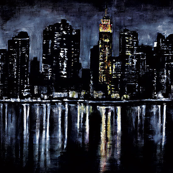 Cloverfield & Co. CC201 - CC201 - Skyline River Light - 12x12 Cityscape, Buildings, New York City, Metropolitan, Architecture, Skyscrapers, Travel, Landscape, City, Skyline, Night from Penny Lane