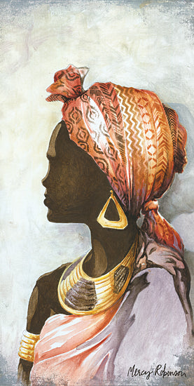 Cloverfield & Co. CC214 - CC214 - Taraji - 9x18 Black Art, Black Woman, Fashion, Scarf, Jewelry, Pattern, Gold, Profile from Penny Lane