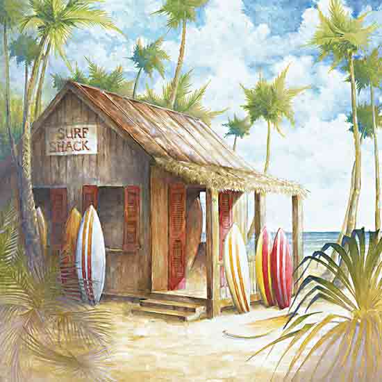 Cloverfield & Co. CC232 - CC232 - Surf Shack - 12x12 Coastal, Beach, Surf Shack, Surf Boards, Surfing, Palm Trees, Ocean, Sky, Leisure from Penny Lane