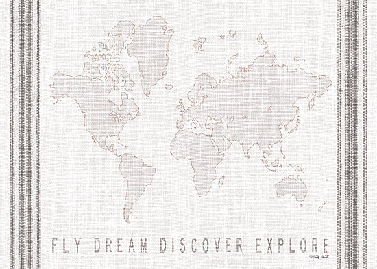 Cindy Jacobs CIN1741 - CIN1741 - Fly, Dream, Discover, Explore Map     - 16x12 Signs, Typography, World Map from Penny Lane