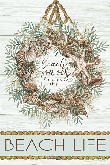 Cindy Jacobs CIN2169 - CIN2169 - Beach Waves Wreath - 12x18 Wreath, Shells, Greenery, Beach Waves, Sepia, Summer, Starfish from Penny Lane