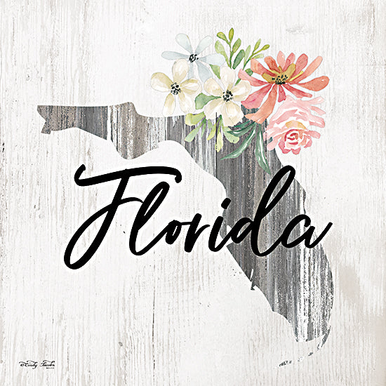 Cindy Jacobs CIN2216 - CIN2216 - Floral Florida State Art - 12x12 Travel, State, Florida, Typography, Signs, Textual Art, Flowers, 50 States, Wood Background from Penny Lane