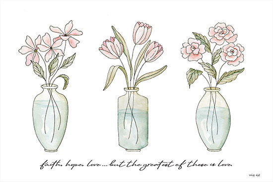 Cindy Jacobs CIN2328 - CIN2328 - Faith,  Hope,  Love - 18x12 Faith, Hope, Love, Flowers, Pink Flowers, Tulips, Vase, Still Life from Penny Lane