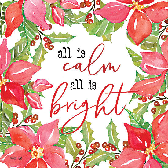 Cindy Jacobs CIN2409 - CIN2409 - All is Calm Poinsettias - 12x12 All is Calm, All is Bright, Christmas, Holidays, Poinsettias, Flowers, Holly, Berries, Signs from Penny Lane