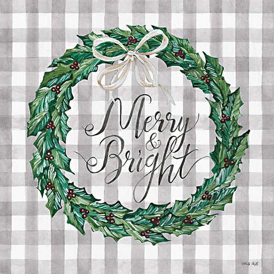 Cindy Jacobs CIN2437 - CIN2437 - Merry and Bright Wreath - 12x12 Christmas, Holidays, Wreath, Merry & Bright, Winter, Greenery, Holly, Berries, Farmhouse/Country, Plaid, Typography, Signs from Penny Lane