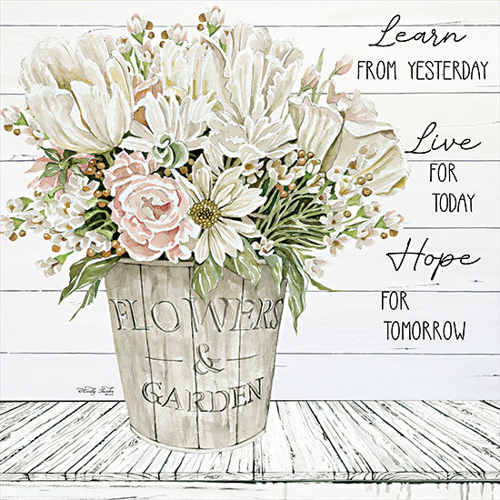 Cindy Jacobs CIN2638 - CIN2638 - Learn from Yesterday - 12x12 Learn, Live, Hope, Flowers, Bouquet, Bucket, Shiplap, Shabby Chic, Motivational, Signs from Penny Lane