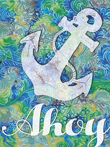 Cindy Jacobs CIN270 - Ahoy - Anchor, Blue, Green, Coastal, Sign from Penny Lane Publishing