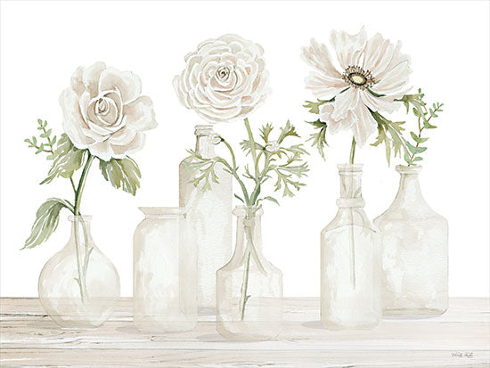 Cindy Jacobs CIN2838 - CIN2838 - Bottles and Flowers I - 16x12 Flowers, White Flowers, Still Life, Shabby Chic, Bottles, Botanical from Penny Lane