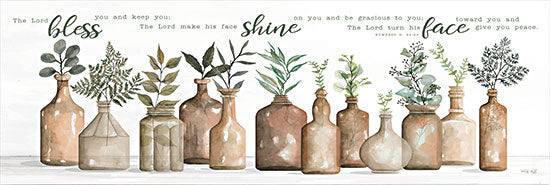 Cindy Jacobs CIN2842A - CIN2842A - The Lord Bless You - 36x12 Still Life, Terra Cotta Bottles, Greenery, Religion, The Lord Bless You and Keep You, Bible Verse, Numbers, Typography, Signs from Penny Lane