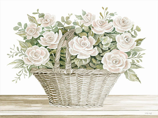 Cindy Jacobs CIN2843A - CIN2843A - Basket of Roses - 24x18 Flowers, Roses, Pink Roses, Greenery, Eucalyptus, Basket, Spring, Spring Flowers, Neutral Palette from Penny Lane