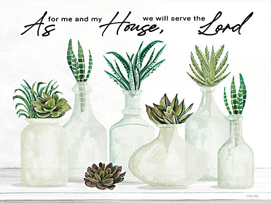 Cindy Jacobs CIN2851 - CIN2851 - As for Me and My House - 16x12 As For Me and My House, Serve the Lord, Succulents, Cactus, Calligraphy, Neutral Palette, Religious, Bible Verse, Joshua, Signs from Penny Lane