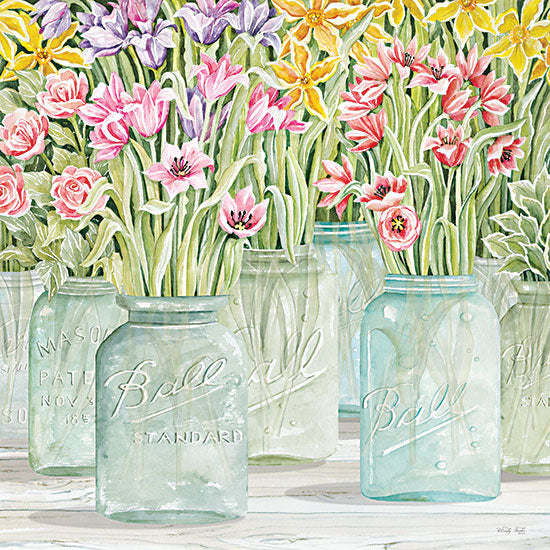 Cindy Jacobs CIN2885 - CIN2885 - Signs of Spring I - 12x12 Flowers, Tulips, Rainbow Colors, Ball Jars, Country Flowers, Bouquets, Spring, Botanical from Penny Lane
