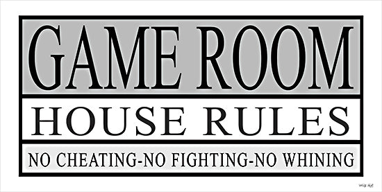 Cindy Jacobs CIN3045 - CIN3045 - Game Room House Rules II - 18x9 Game Room, House Rules, Media Room, Black & White, Typography, Signs from Penny Lane