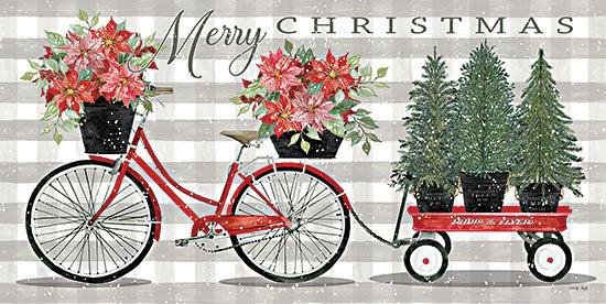 Cindy Jacobs CIN3070 - CIN3070 - Christmas Delivery I - 18x9 Christmas, Holidays, Bicycle, Bike, Baskets, Poinsettias, Christmas Flowers, Christmas Trees, Wagon, Merry Christmas, Typography, Signs, Plaid, Winter from Penny Lane
