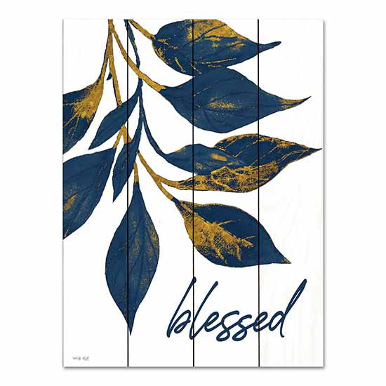 Cindy Jacobs CIN3087PAL - CIN3087PAL - Blessed Navy Gold Leaves - 12x16 Blessed, Navy, Gold, Leaves, Typography, Signs from Penny Lane