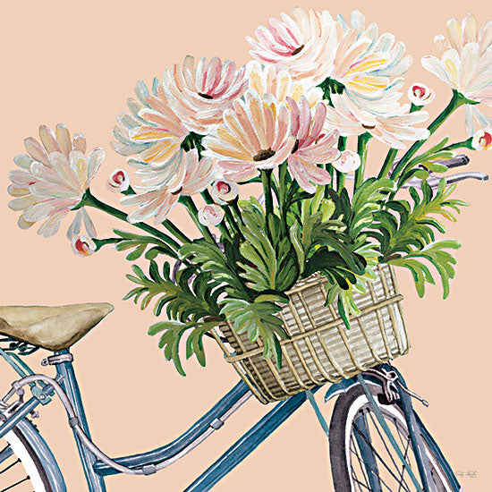 Cindy Jacobs CIN3232 - CIN3232 - Coral Flowers I - 12x12 Flowers, Basket of Flowers, Bike, Bicycle, Spring, Springtime from Penny Lane