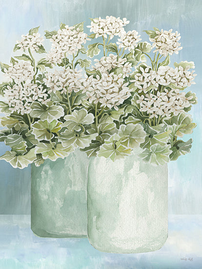Cindy Jacobs CIN3289 - CIN3289 - White Blooms II - 12x16 Still Life, Flowers, White Flowers, Bouquet, Crocks, Cottage/Country, Green, Blue from Penny Lane
