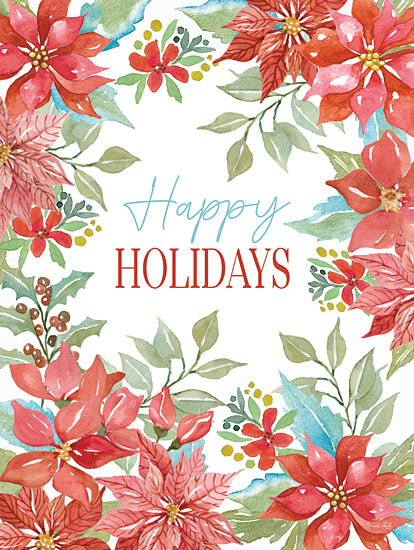 Cindy Jacobs CIN3294 - CIN3294 - Happy Holidays Poinsettias - 12x16 Happy Holidays, Christmas, Flowers, Poinsettias, Greenery, Typography, Signs from Penny Lane