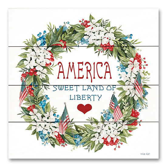 Cindy Jacobs CIN3302PAL - CIN3302PAL - America Wreath - 12x12 America Sweet Land of Liberty, Wreath, Flowers, Red, White & Blue, American Flags, Greenery, Typography, Signs from Penny Lane