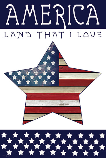 Cindy Jacobs CIN3305 - CIN3305 - Land that I Love Star - 12x18 America Land That I Love, Star, Stars, Patriotic, USA, Americana, Red, White & Blue, Signs, Typography from Penny Lane