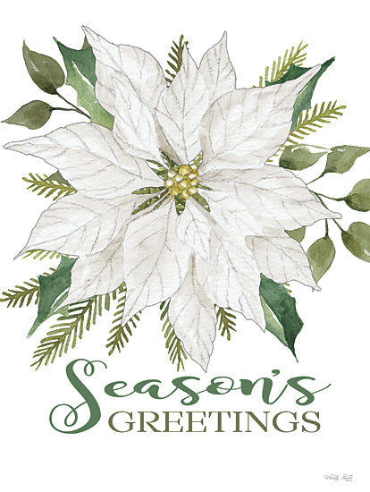 Cindy Jacobs CIN3326 - CIN3326 - Season's Greetings Poinsettia - 12x16 Season's Greetings, Christmas, Holidays, Flowers, Poinsettias, Greenery, Signs, Typography from Penny Lane