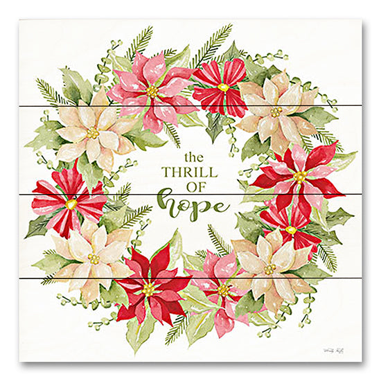 Cindy Jacobs CIN3328PAL - CIN3328PAL - The Thrill of Hope Wreath - 12x12 Christmas, Holidays, The Thrill of Hope, Wreath, Flowers, Christmas Flowers, Poinsettias, Greenery, Signs, Typography from Penny Lane