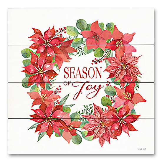 Cindy Jacobs CIN3329PAL - CIN3329PAL - Season of Joy Wreath - 12x12 Christmas, Holidays, Season of Joy, Wreath, Flowers, Christmas Flowers, Poinsettias, Greenery, Signs, Typography from Penny Lane