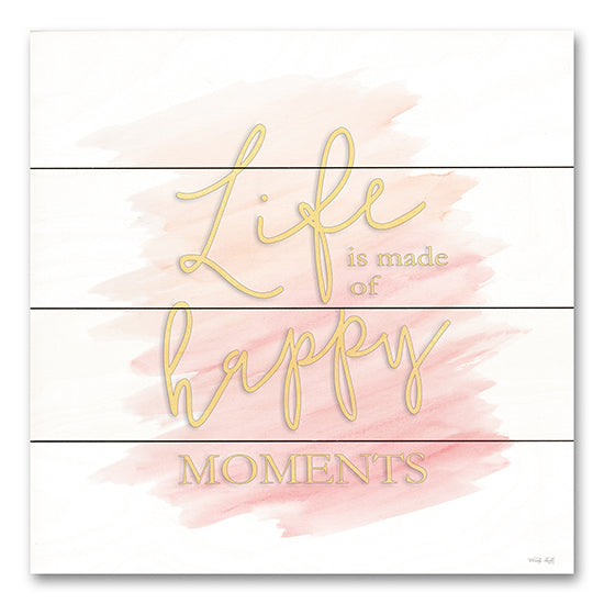 Cindy Jacobs CIN3344PAL - CIN3344PAL - Happy Moments - 12x12 Life is Made of Happy Moments, Gold, Pink, Tween, Typography, Signs from Penny Lane