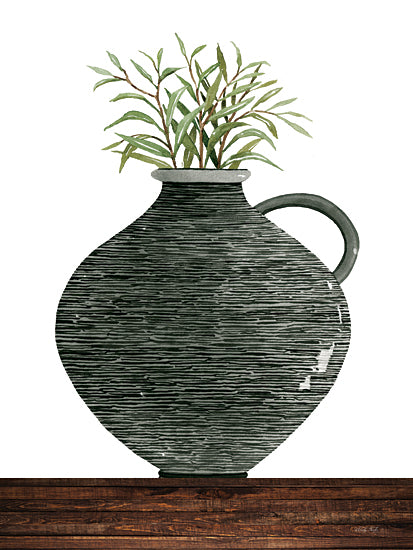Cindy Jacobs CIN3367 - CIN3367 - Striped Pot - 12x16 Striped Pot, Black Pot, Greenery, Still Life, Contemporary from Penny Lane