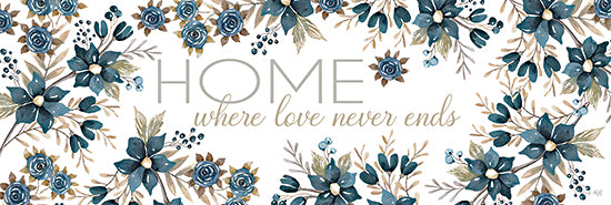 Cindy Jacobs CIN3386A - CIN3386A - HOME - Where Love Never Ends - 36x12 Home, Family, Love Never Ends, Flowers, Blue Flowers, Typography, Signs from Penny Lane
