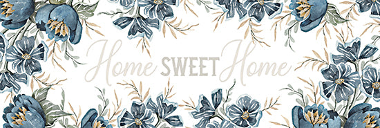 Cindy Jacobs CIN3387 - CIN3387 - Home Sweet Home - 18x9 Home Sweet Home, Inspirational, Flowers, Blue & White, Typography, signs, Cottage/Country, Fall from Penny Lane