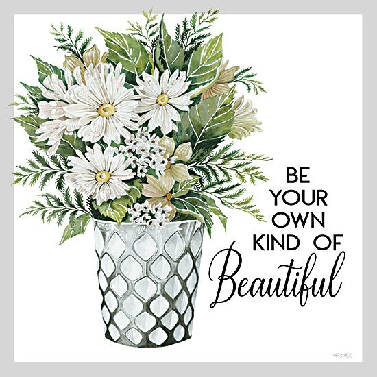Cindy Jacobs CIN3431 - CIN3431 - Be Your Own Kind of Beautiful - 12x12 Be Your Own Kind of Beautiful, Flowers, White Flowers, Daisies, Motivational, Contemporary Vase, Typography, Signs from Penny Lane