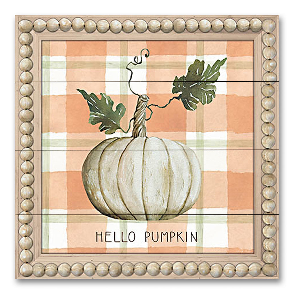 Cindy Jacobs CIN3442PAL - CIN3442PAL - Hello Pumpkin - 12x12 Pumpkin, Hello Pumpkin, Fall, Framed, Plaid, Sign, Thanksgiving, Bohemian from Penny Lane