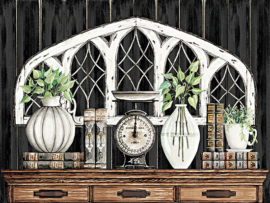 Cindy Jacobs CIN3475 - CIN3475 - Books and Vintage Scale - 16x12 Still Life, Scale, Vintage, Books, Greenery, Windows, Decorative from Penny Lane