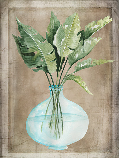 Cindy Jacobs CIN3483 - CIN3483 - Pretty Palms II - 12x16 Palm Leaves, Vase, Tropical, Coastal, Antique Frame, Decorative from Penny Lane
