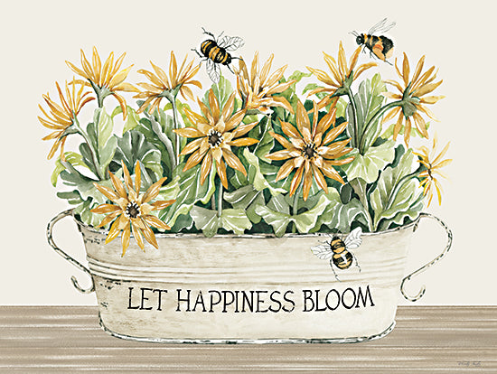 Cindy Jacobs CIN3498 - CIN3498 - Let Happiness Bloom Flowers - 16x12 Let Happiness Bloom, Galvanized Pail, Flowers, Bees, Still Life from Penny Lane