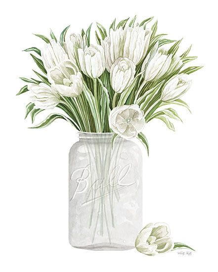 Cindy Jacobs CIN3572 - CIN3572 - Tulips in Spring - 12x16 Tulips, Flowers, White Tulips, Spring, Spring Flowers, Jar, Ball Jar, Cottage/Country from Penny Lane