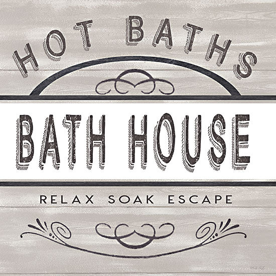 Cindy Jacobs CIN3597 - CIN3597 - Bath House - 12x12 Bath, Bathroom, Hot Baths, Bath House, Typography, Signs, Vintage from Penny Lane