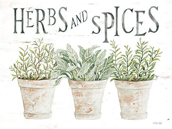 Cindy Jacobs CIN3632 - CIN3632 - Herbs and Spices - 16x12 Still Life, Kitchen, Herbs, Potted Herbs, Herbs and Spices, Typography, Signs, Textual Art, Rosemary, Sage, Thyme, Clay Pots from Penny Lane