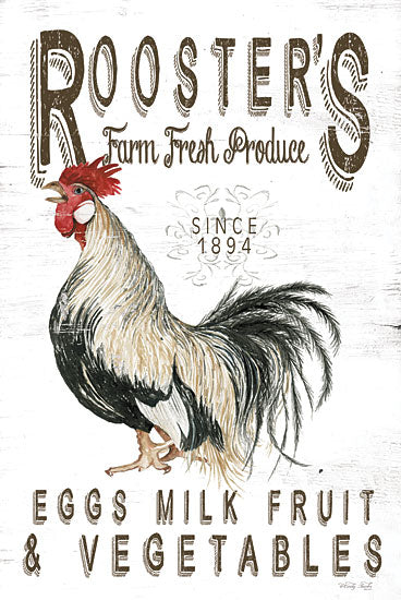 Cindy Jacobs CIN3661 - CIN3661 - Rooster's Farm Fresh Produce II - 12x18 Kitchen, Roosters, Rooster's Farm Fresh Produce, Eggs, Milk, Fruit & Vegetables, Farmhouse/Country from Penny Lane