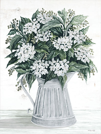 Cindy Jacobs CIN3686 - CIN3686 - Hydrangea Pitcher   - 12x16 Flowers, White Flowers, Hydrangeas, Spring Flowers, Spring, Pitcher, Bouquet, Blooms, French Country from Penny Lane