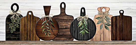 Cindy Jacobs CIN3771A - CIN3771A - Cutting Boards I - 36x12 Still Life, Kitchen, Cutting Boards, Greenery, Wood Cutting Boards, Rustic from Penny Lane