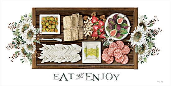 Cindy Jacobs CIN3787 - CIN3787 - Eat and Enjoy - 18x9 Kitchen, Charcuterie Board, Figs, Cheese, Crackers, Fruit, Nuts, Appetizers, Eat & Enjoy, Typography, Signs, Textual Art, Parties, Flowers from Penny Lane