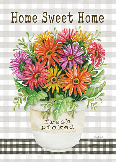 Cindy Jacobs CIN3828 - CIN3828 - Home Sweet Home Gerber Daises - 12x18 Inspirational, Home Sweet Home, Fresh Picked, Typography, Signs, Textual Art, Flowers, Gerber Daisies, Spring, Spring Flowers, Bouquet, Plaid Patterns from Penny Lane