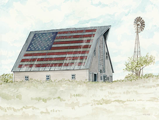 Cindy Jacobs CIN3836B - CIN3836B - USA Barn - 24x18 Patriotic, USA, Flag, American Flag, Red, White & Blue, Barn, Farm, Windmill, Field, Independence Day, July 4th from Penny Lane
