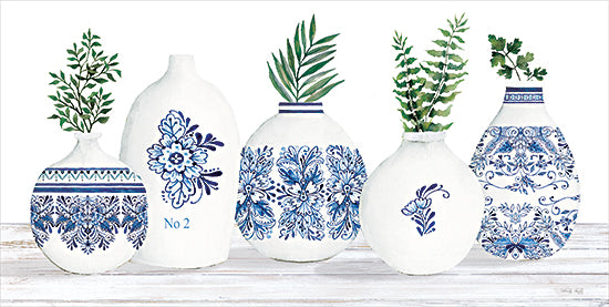 Cindy Jacobs CIN3844 - CIN3844 - Chinoiserie Shelf IV - 18x9 Still Life, Greenery, Pattern, Chinoiserie, Blue & White, Chinese Technique, Chinese Style in Art, Global Inspired from Penny Lane