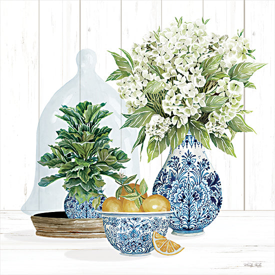 Cindy Jacobs CIN3846 - CIN3846 - Chinoiserie Florals II - 12x12 Still Life, Kitchen, Blue & White Vases, Chinoiserie, European, Bowls, Lemons, Flowers, White Flowers, Greenery from Penny Lane