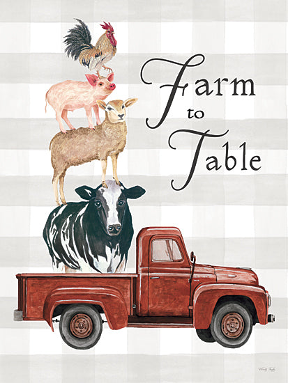 Cindy Jacobs CIN3890 - CIN3890 - Farm To Table - 12x16 Farm to Table, Typography, Signs, Truck, Red Truck, Animal Stack, Cow, Sheep, Pig, Rooster, Kitchen, Plaid, Farmhouse/Country from Penny Lane